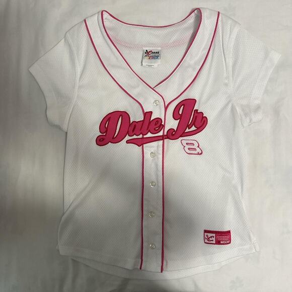 vintage dale jr nascar jersey women's medium white pink - Picture 4 of 6